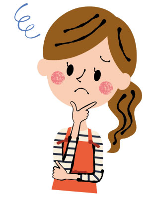 悩んでいるお母さんのイラスト